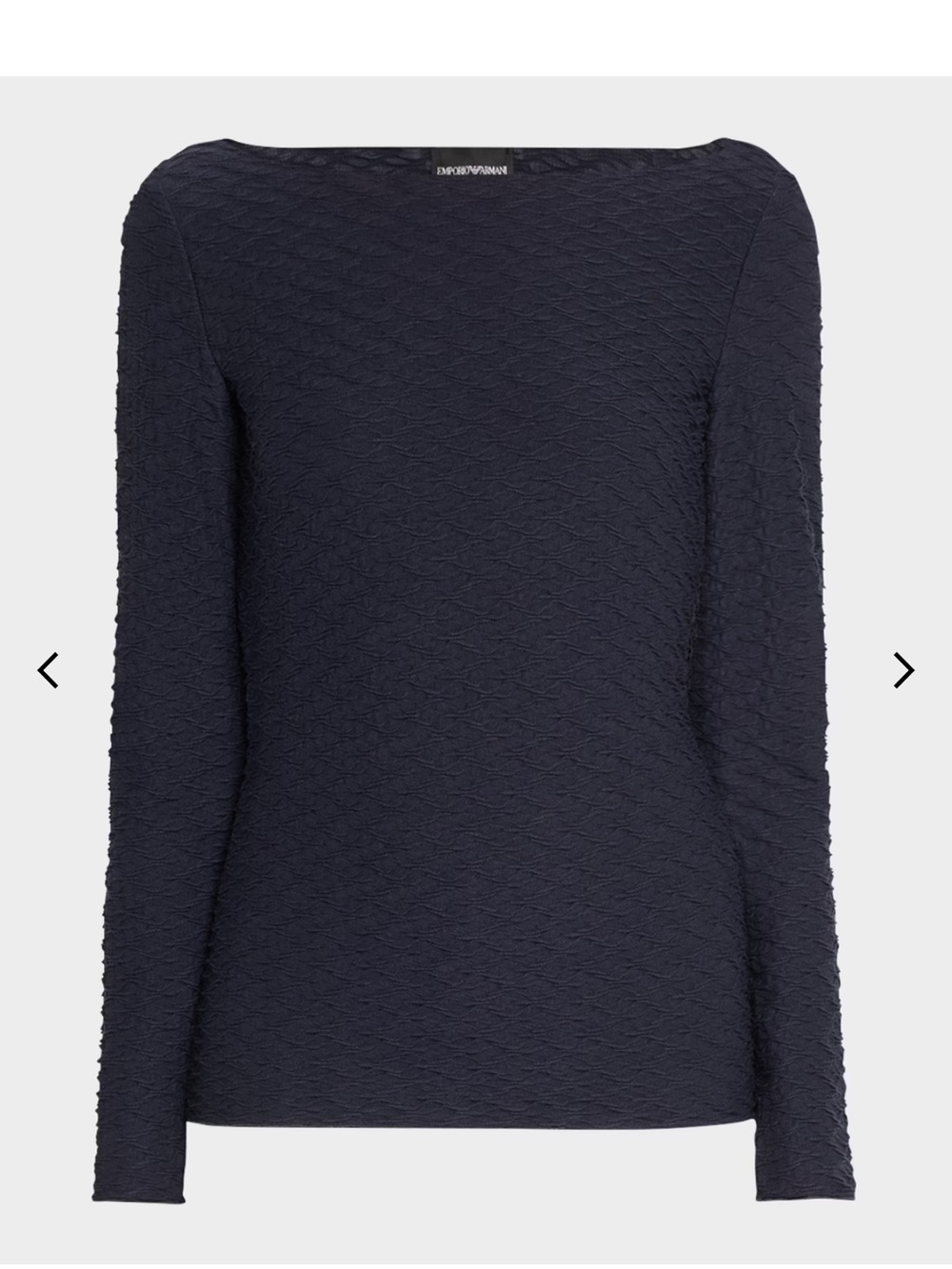 Emporio Armani navy bateau textured knit top